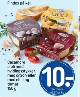 REMA 1000 Casamore aioli med hvidløgsstykker, med citron eller med chili og tomat 150 g tilbud