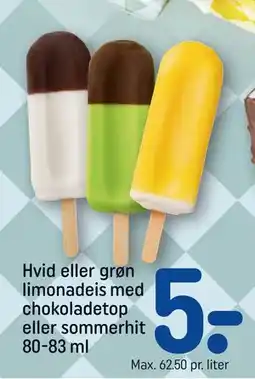 REMA 1000 Hvid eller grøn limonadeis med chokoladetop eller sommerhit 80-83 ml tilbud