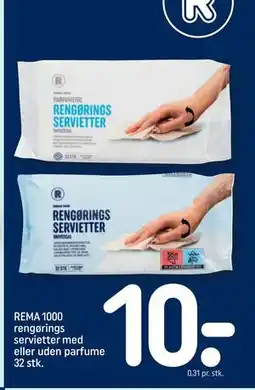 REMA 1000 REMA 1000 rengørings servietter med eller uden parfume 32 stk tilbud