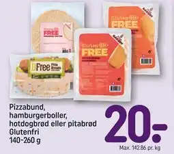 REMA 1000 Pizzabund, hamburgerboller, hotdogbrød eller pitabrød Glutenfri 140-260 g tilbud