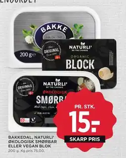 MENY BAKKEDAL, NATURLI’ ØKOLOGISK SMØRBAR ELLER VEGAN BLOK tilbud
