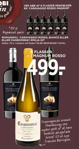 MENY ROMAGNOLI CARAVAGGIO ROSSO, BIANCO ELLER ELLER CHARDONNAY EMILIA IGT tilbud