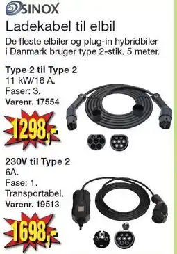 Harald Nyborg SINOX Ladekabel til elbil tilbud