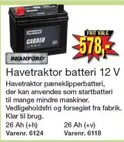 Harald Nyborg BRANFORD Havetraktor batteri 12V tilbud