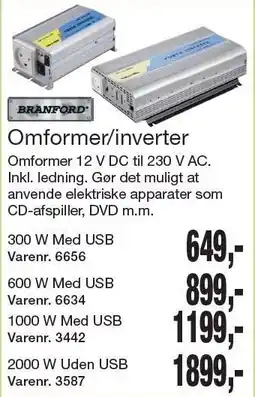 Harald Nyborg BRANFORD Omformer/inverter tilbud