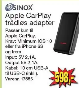 Harald Nyborg SINOX Apple CarPlay trådløs adapter tilbud