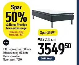 Føtex Spar 50% på Huma Prestige boxmadrassenge tilbud