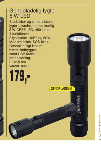 Harald Nyborg Genopladelig lygte 5 w led tilbud
