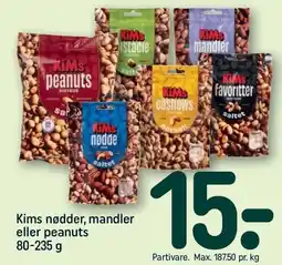 REMA 1000 Kims nødder, mandler eller peanuts tilbud