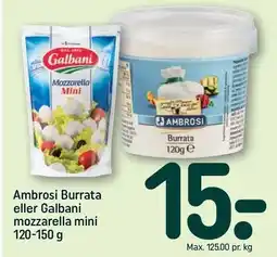 REMA 1000 Ambrosi Burrata eller Galbani mozzarella mini tilbud