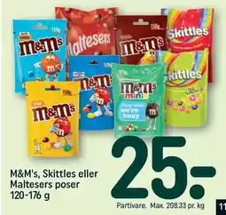 REMA 1000 M&M's, Skittles eller Maltesers poser tilbud