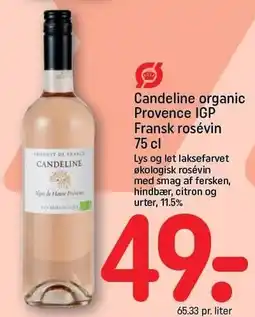 REMA 1000 Candeline organic Provence IGP Fransk Rosévin 75 cl tilbud