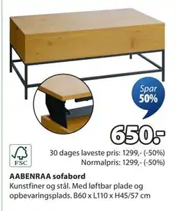 JYSK AABENRAA sofabord tilbud
