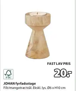 JYSK JOHAN fyrfadsstage tilbud