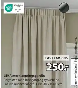 JYSK LEKA mørklægningsgardin tilbud