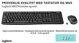 CBC Logitech MK270 tastatur og mus tilbud