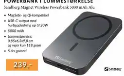 CBC Sandberg Magnet Wireless Powerbank 5000 mAh Alu tilbud