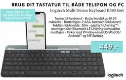 CBC Logitech Multi Device Keyboard K580 Sort tilbud