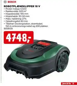 jem & fix ROBOTPLÆNEKLIPPER 18 V tilbud