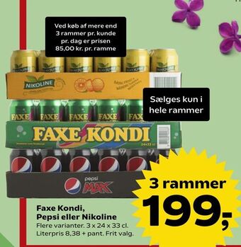 Kvickly Faxe Kondi, Pepsi eller Nikoline tilbud