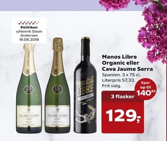 Manos Libre Organic eller Cava Jaume Serra