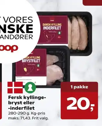 Kvickly Fersk kyllinge bryst eller -inderfilet tilbud
