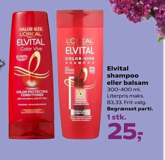 Kvickly Elvital shampoo eller balsam tilbud