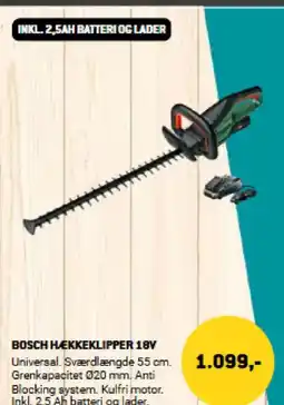 XL-BYG BOSCH HÆKKEKLIPPER 18V tilbud