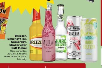Kvickly Breezer, Smirnoff Ice, Somersby, Shaker eller Cult Mokai tilbud