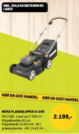XL-BYG WORX PLENEKLIPPER 2×20V tilbud
