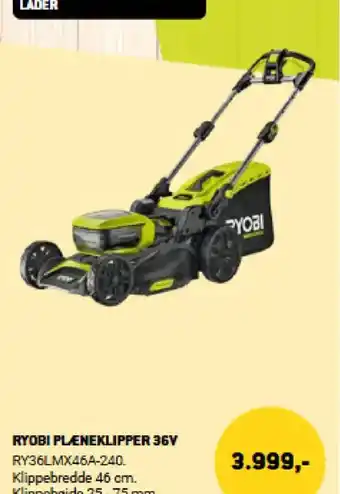 XL-BYG RYOBI PLÆNEKLIPPER 36V tilbud