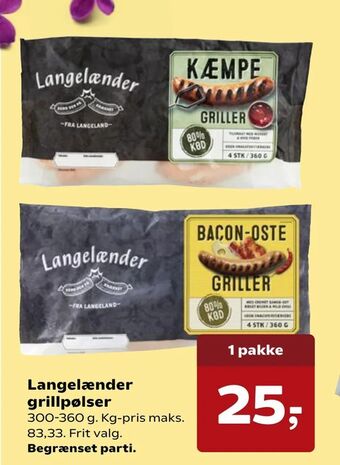 Kvickly Langelænder grillpølser tilbud