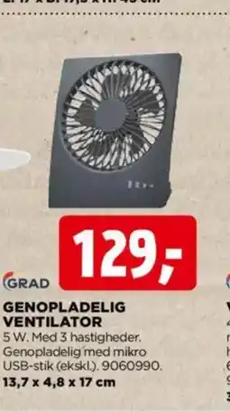 jem & fix GRAD GENOPLADELIG VENTILATOR tilbud