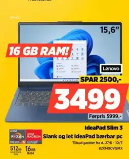 Power IdeaPad Slim 3 Hovedkamera med 48 MP. Til forbløffende billeder. tilbud