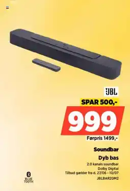 Power JBL Soundbar Dyb bas tilbud