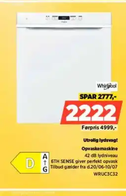 Power Whirlpool Utrolig lydsvag! Opvaskemaskine tilbud