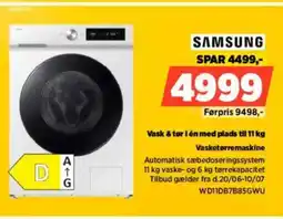 Power SAMSUNG Vask & tør i en med plads til 11 kg Vasketørremaskine tilbud