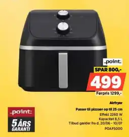 Power Point airfryer passer til pizzaer op til tilbud