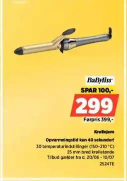 Power BaByliss Krøllejem Opvarmningstid kun 40 sekunder! tilbud