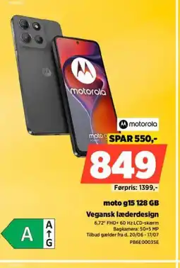 Power Motorola moto g15 128 gb vegansk læderdesign tilbud