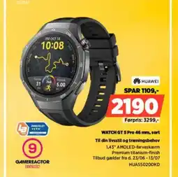 Power HUAWEI WATCH GT 5 Pro 46 mm, sort tilbud
