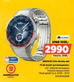 Power HUAWEI WATCH GT 5 Pro 46 mm, sort tilbud