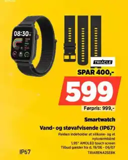 Power Smartwatch Vand- og støvafvisende (IP67) Pakken indeholder et silikone- og et tilbud