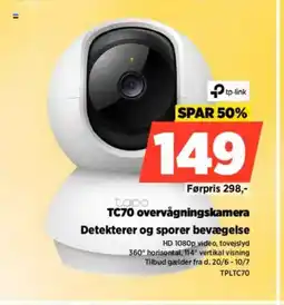 Power tp-link TC70 overvågningskamera Detekterer og sporer bevægelse tilbud