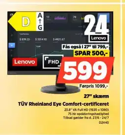 Power Lenovo 27" skærm TÜV Rheinland Eye Comfort-certificeret tilbud
