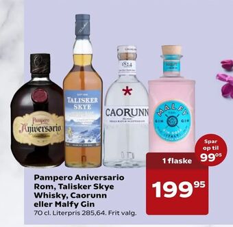 SuperBrugsen Pampero Aniversario Rom, Talisker Skye Whisky, Caorunn eller Malfy Gin tilbud