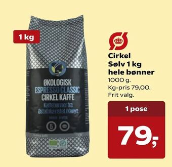 SuperBrugsen Cirkel Sølv 1 kg hele bønner tilbud