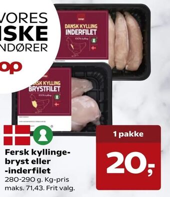 SuperBrugsen Fersk kyllingebryst eller -inderfilet tilbud