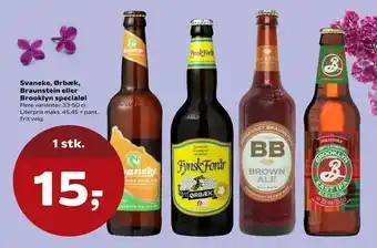 Svaneke, Ørbæk, Braunstein eller Brooklyn specialøl