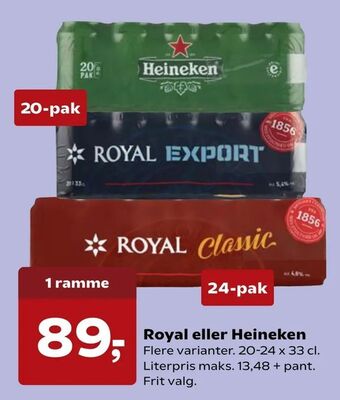 SuperBrugsen Royal eller Heineken tilbud